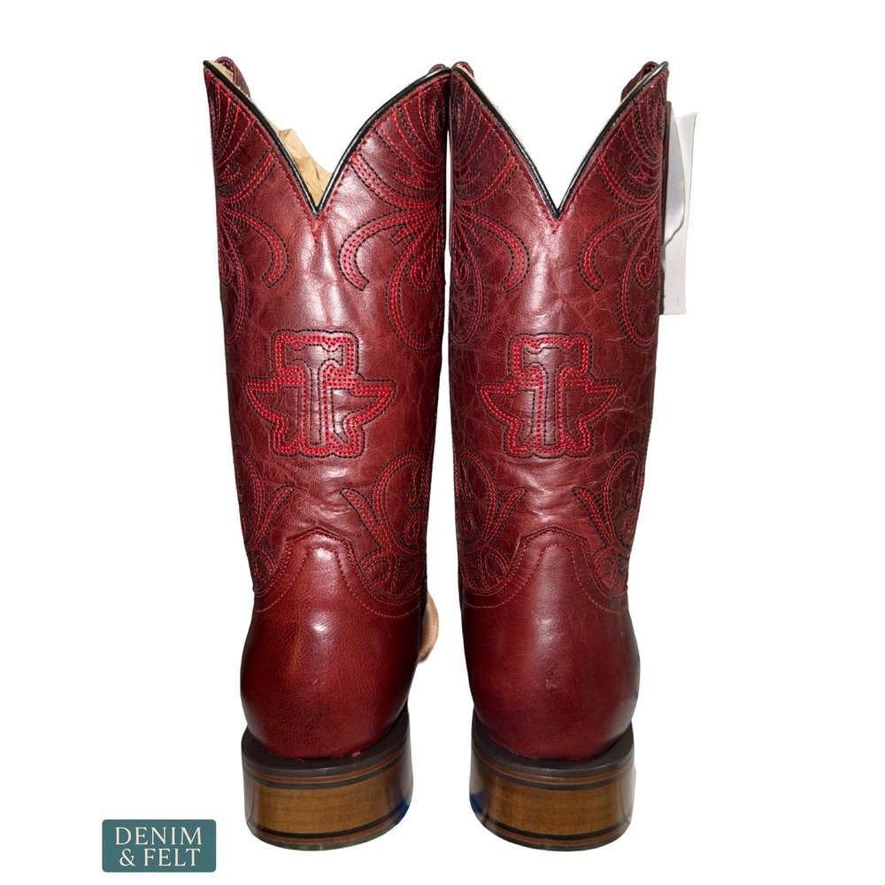 NEW Tin Haul Monster Cherry Broad Square Toe Western Cowboy Boots Skull Sole 8.5 - Picture 10 of 12